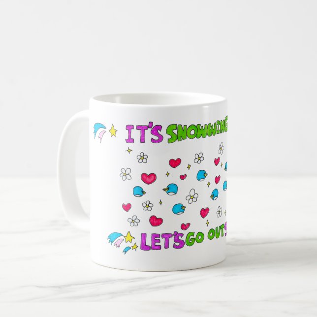 Caneca De Café São pinguins nevando hoje o Vamos vai para fora (Frente Esquerda)