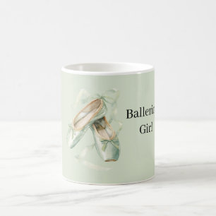 Caneca De Café Sapatilhas de Ballet Verde Menta Menina Bailarina