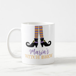 Caneca De Café Sapatos Caprichosos de Bruxa do Halloween Caldeirã