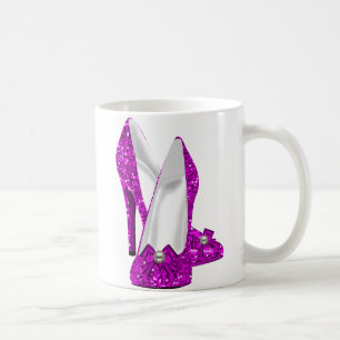 Caneca De Café Sapatos de Salto Alto Stileto Brilho Rosa