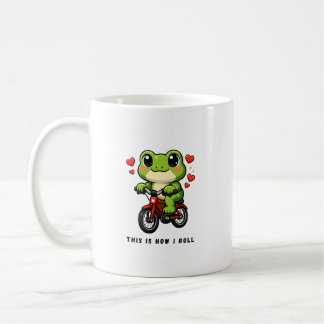 Caneca De Café Sapo Ciclista Fofo | Arte de Sapo Kawaii de Bicicl