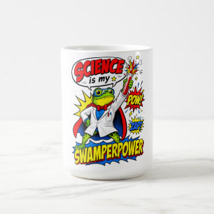 Caneca De Café Sapo Cientista Pop Art A Ciência é Meu Superpoder 