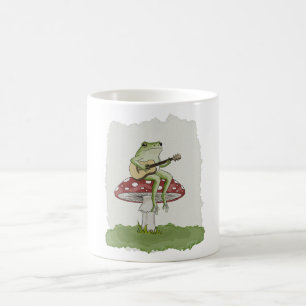 Caneca De Café Sapo Cottagecore Tocando Violão em Arte de Cogumel