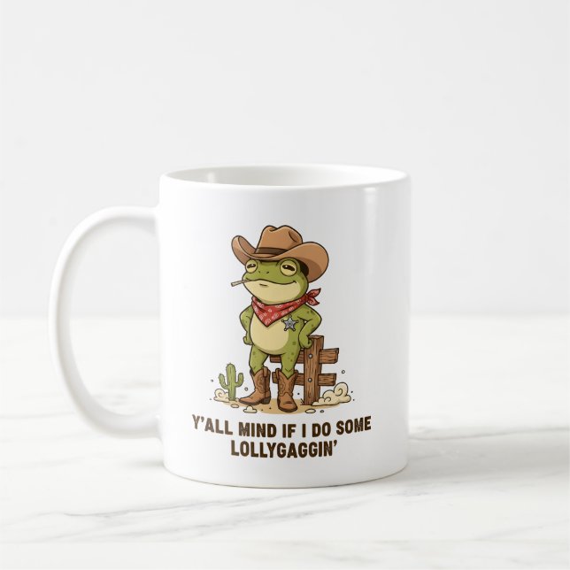 Caneca De Café Sapo Cowboy Bonito Se Divertindo Humor de Sapo Wes (Esquerda)