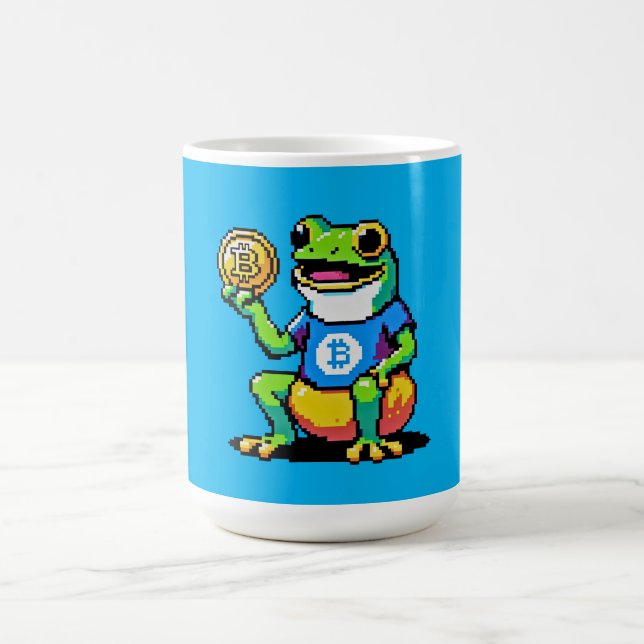 Caneca De Café Sapo Crypto - Moeda Digital Engraçada Pixel Art (Centro)