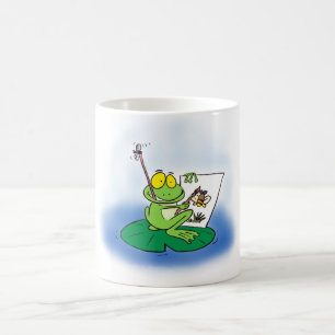 Caneca De Café Sapo de artista de cartoon bonito.