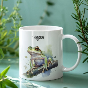 Caneca De Café Sapo de árvore em aquarela fofa, personalizado
