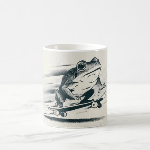 Caneca De Café Sapo de Skate – Arte de Animal de Ação Vintage