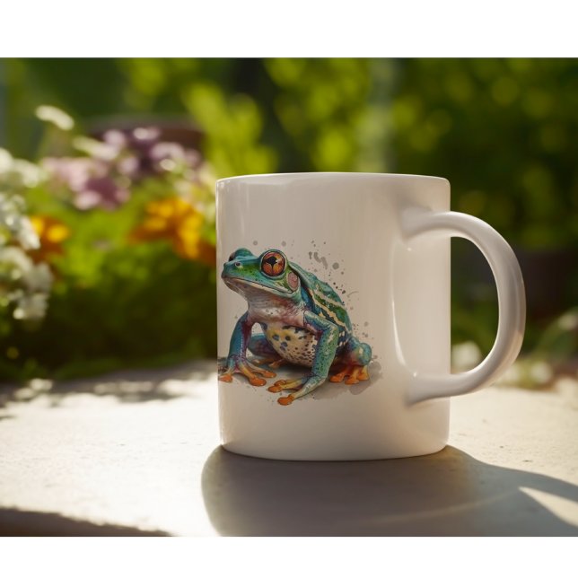 Caneca De Café Sapo em Aquarela com Tons Preciosos (Criador carregado)