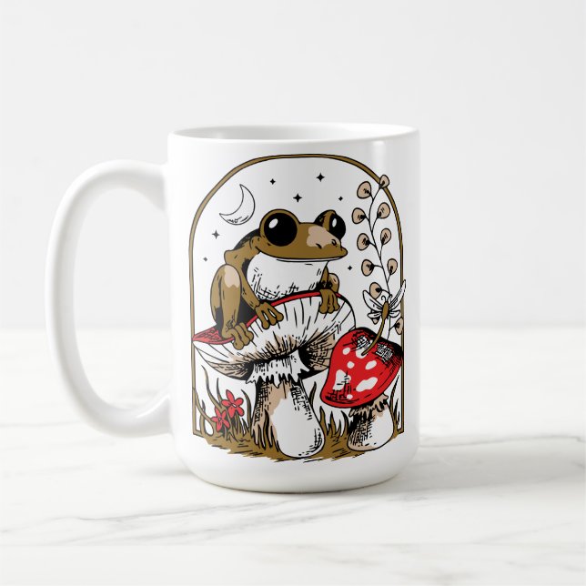 Caneca De Café Sapo em Cogumelo sob o Céu ao Luar (Esquerda)