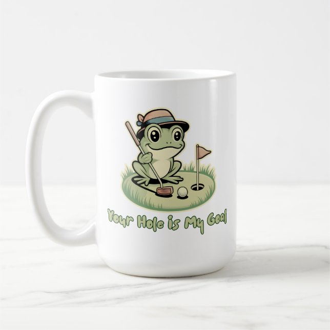 Caneca De Café Sapo Engraçado de Golfe - Seu Buraco é Meu Objetiv (Esquerda)