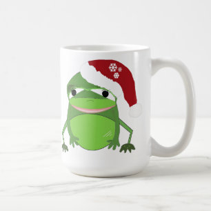 Caneca De Café Sapo engraçado em um chapéu de Papai Noel