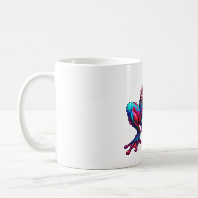Caneca De Café Sapo Explosão Arco-íris Neon (Esquerda)