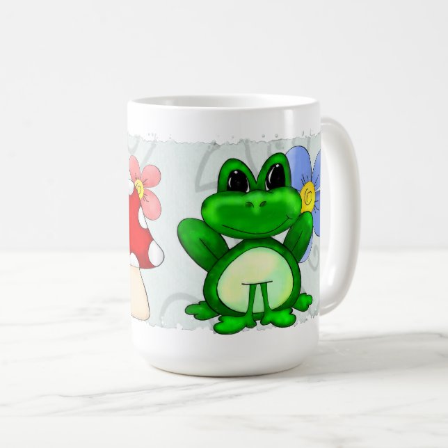 Caneca De Café Sapo Feliz Na Primavera (Frente Esquerda)