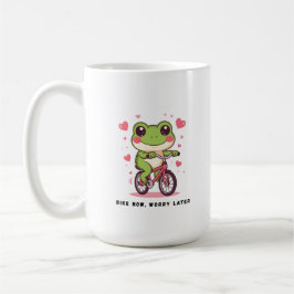 Caneca De Café Sapo Fofo Andando de Bicicleta | Presente Divertid