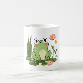 Caneca De Café Sapo Fofo Entre os Lírios-d'água