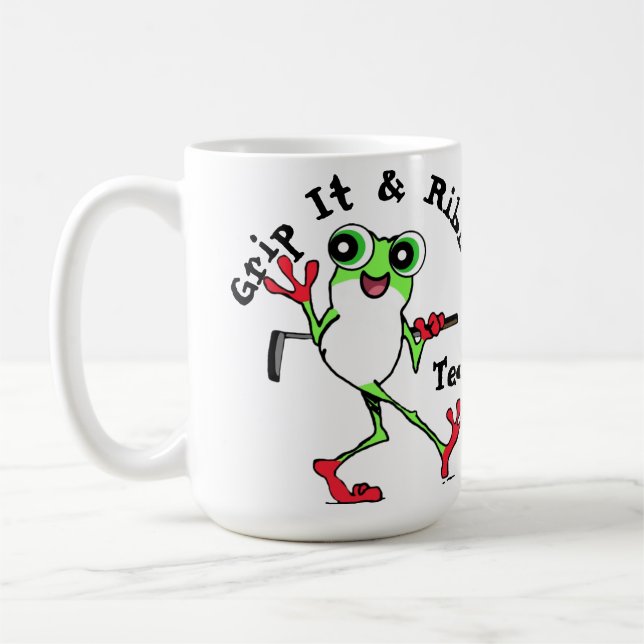 Caneca De Café Sapo Golfing Gripe It and Ribbit Funny Personaliza (Esquerda)