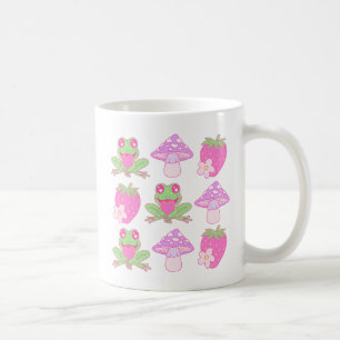 Caneca De Café Sapo Kawaii, Cogumelo e Morango