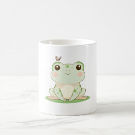 Caneca De Café Sapo Kawaii com Borboleta Design Fofo da Natureza
