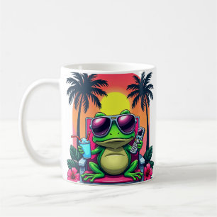 Caneca De Café Sapo Mal-Humorado Y2K Vaporwave Tropical Retro Fli