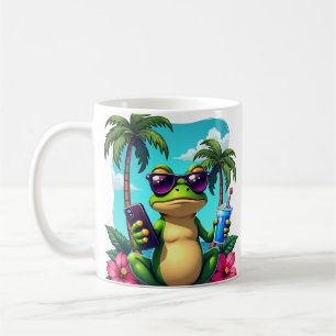 Caneca De Café Sapo Mal-Humorado Y2K Vaporwave Tropical Retro Jog