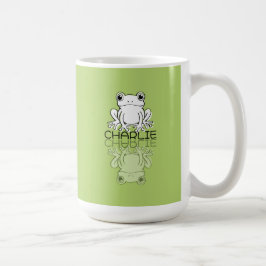 Caneca De Café Sapo Verde Fofo Reflexo Doodle Nome Personalizado