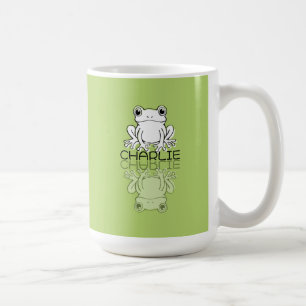 Caneca De Café Sapo Verde Fofo Reflexo Doodle Nome Personalizado