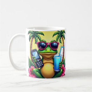 Caneca De Café Sapo Y2K Mal-Humorado Retro Vaporwave Tropical Fli