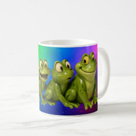 Caneca De Café Sapos Chuva de Cores Felizes