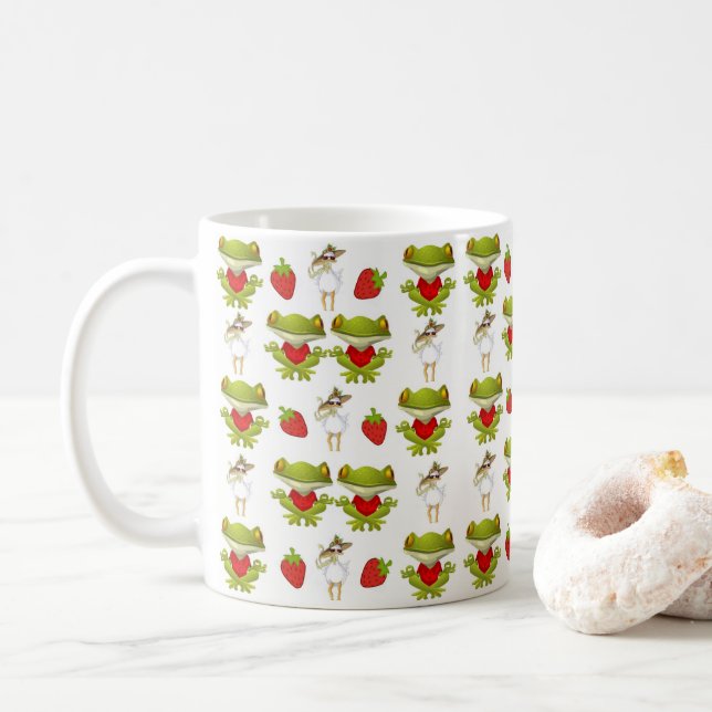 Caneca De Café Sapos Galinha Morango (Com Donut)