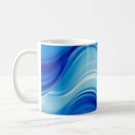 Caneca De Café Sapphire Abstract Wave Glow Art