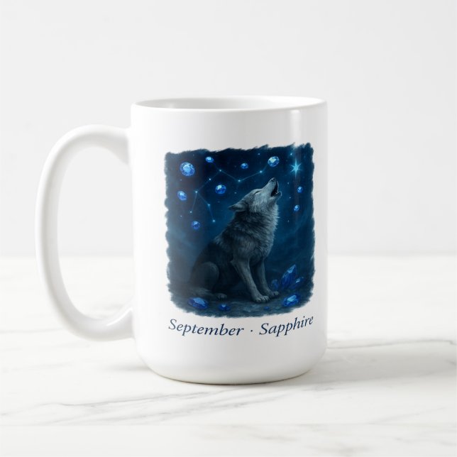 Caneca De Café Sapphire de setembro - Lobo Celestial (Esquerda)