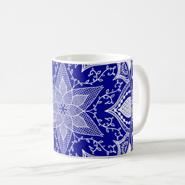 Caneca De Café Sapphire Mandala (Frente Esquerda)