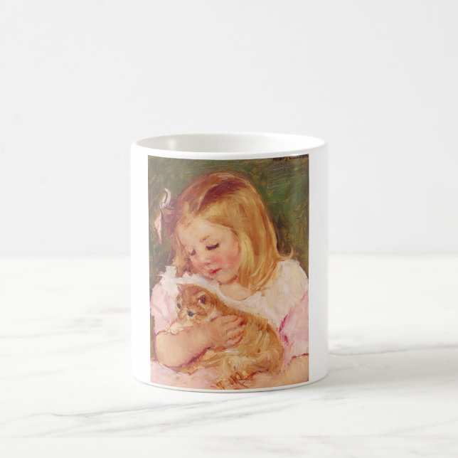 Caneca De Café Sara Holding um Gato (por Mary Cassatt) (Centro)