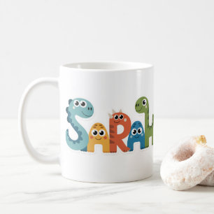 Caneca De Café Sarah Dinosaur Nome Cute Dino Letters Design