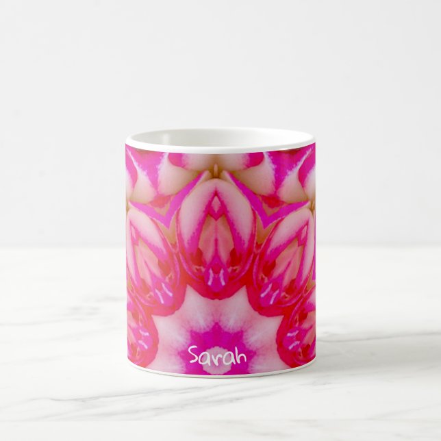 Caneca De Café SARAH ~ Rosa de Miniatura Personalizada ~ Fractal  (Centro)