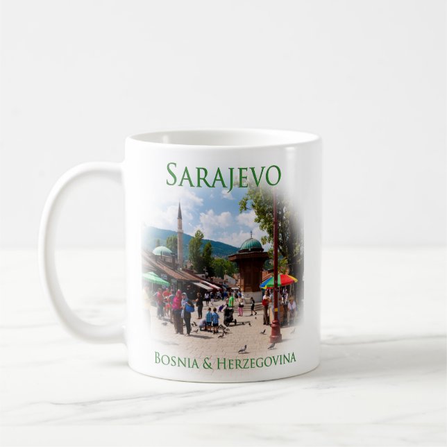 Caneca De Café Sarajevo: Pigão na Praça do Velho Bazar (Esquerda)