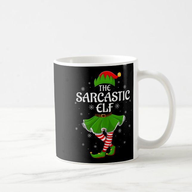 Caneca De Café Sarcastic Elf Christmas Family Girls Women Elf Squ (Direita)