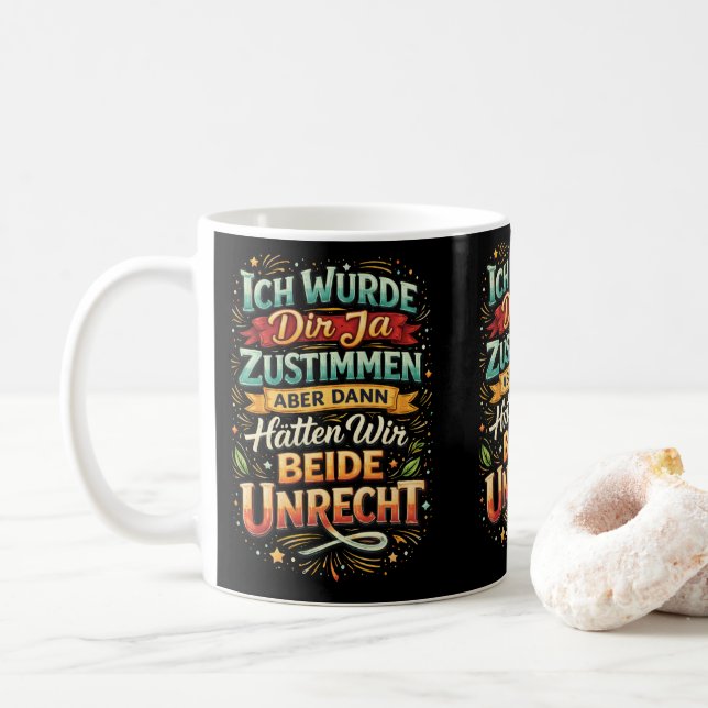 Caneca De Café Sarcastic Quote – Bold German Typography (Com Donut)