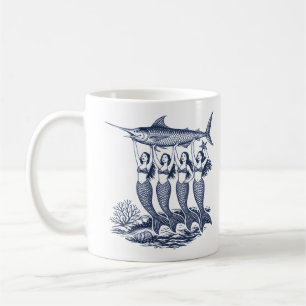 Caneca De Café Sardinha Sereia Peixe Enlatado Vintage