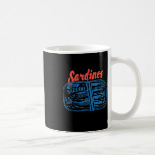 Caneca De Café Sardinhas Peixe Enlatado Gráfico Retro Para Homens