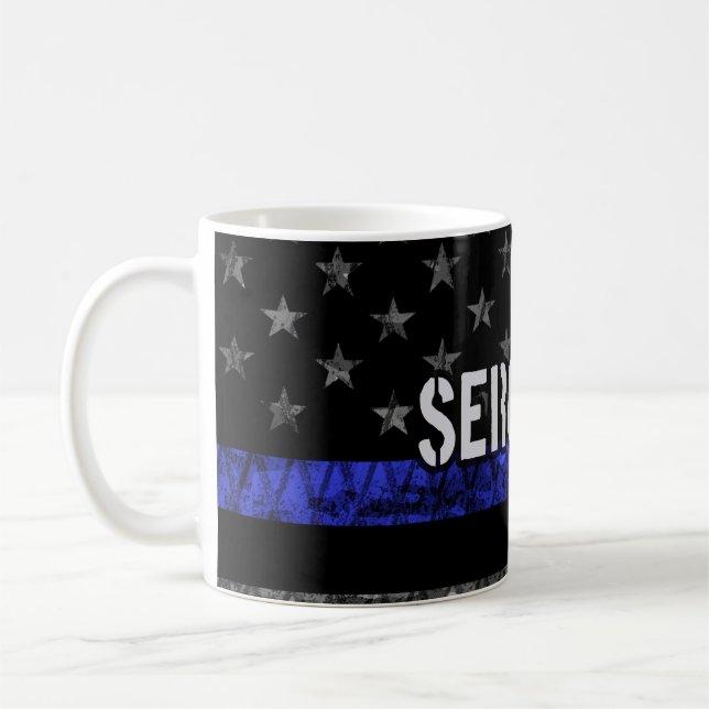 Caneca De Café Sargento Thin Blue Line - Sinalizador de Distância (Esquerda)