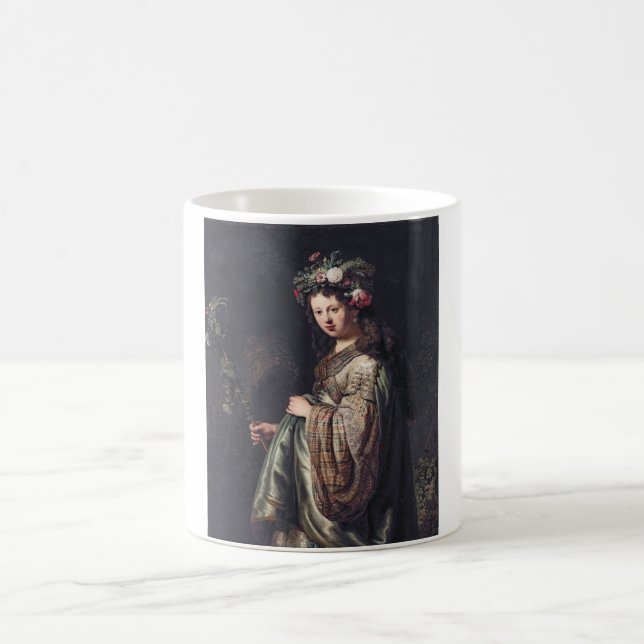 Caneca De Café Saskia van Uylenburgh como Flora, Rembrandt, 1634 (Centro)