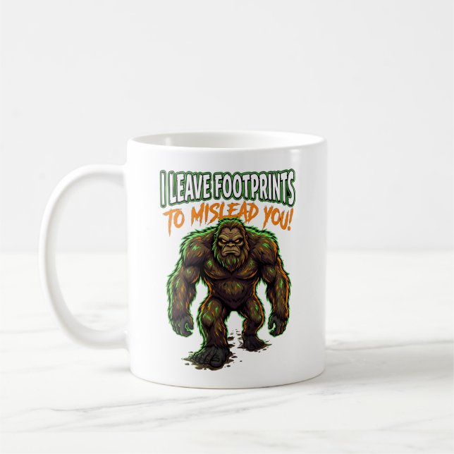 Caneca De Café Sasquatch I Leave Footprints Funny Cryptid Humor (Esquerda)
