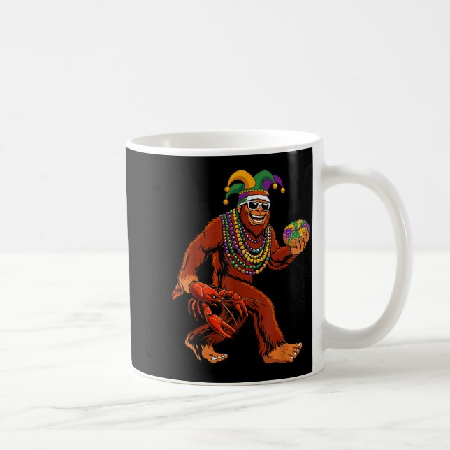 Caneca De Café Sasquatch Mardi Gras Bigfoot Parade Beads King Cak (Direita)