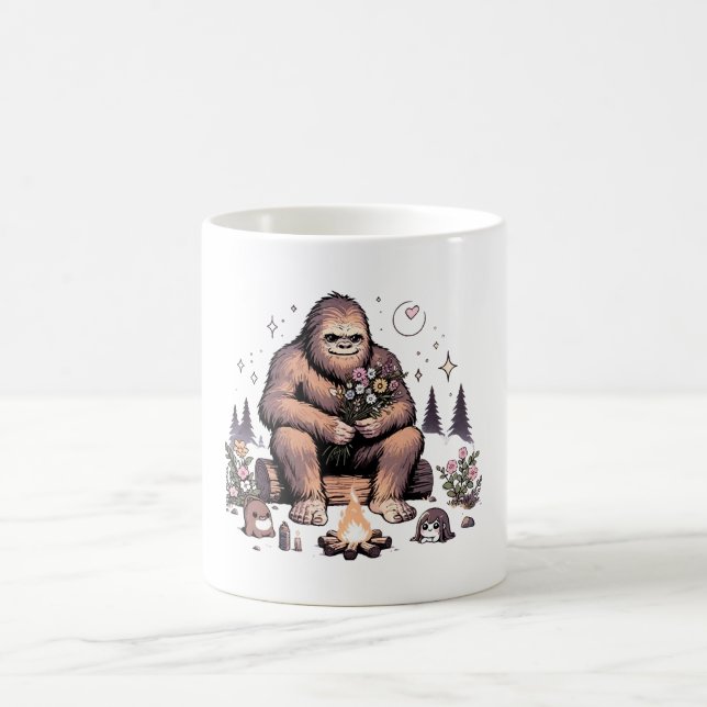 Caneca De Café Sasquatch Segurando Flores (Centro)
