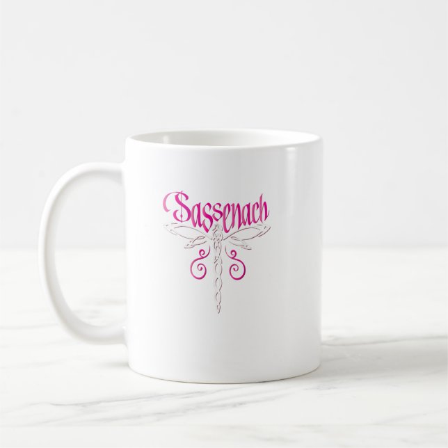 Caneca De Café Sassenach Dragonfly Celtic Pink Scottish Gift (Esquerda)