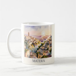 Caneca De Café Sassi di Matera Travel Italy Cave City Watercolor