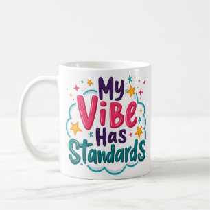 Caneca de Café Sassy Minha Vibração Tem Padrões