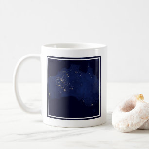 Caneca De Café Satélite As Luzes Noturnas Da Austrália.